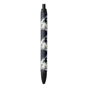 Stylo Noir La forêt de pins d'hiver du loup d'hiver