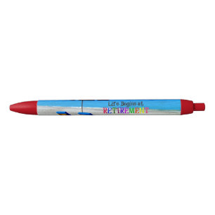 Stylo Noir La vie commence à la retraite, Conception colorée,