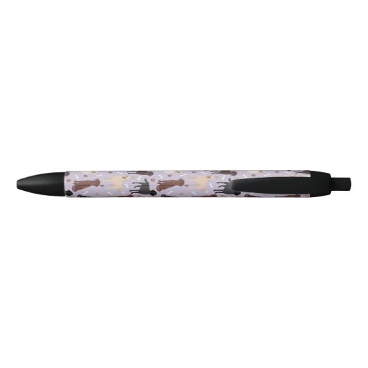 Stylo Noir Labrador Retriever Paws and Bones Black Ink Pen (Dos)