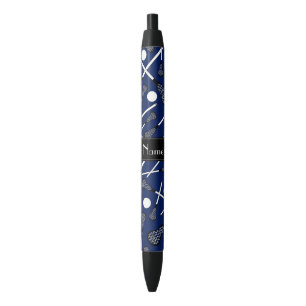 Stylo Noir Lacrosse nommée personnalisée de bleu marine
