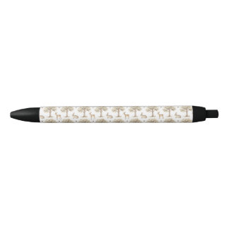 Stylo Noir Lapin de forêt et motif de cerf