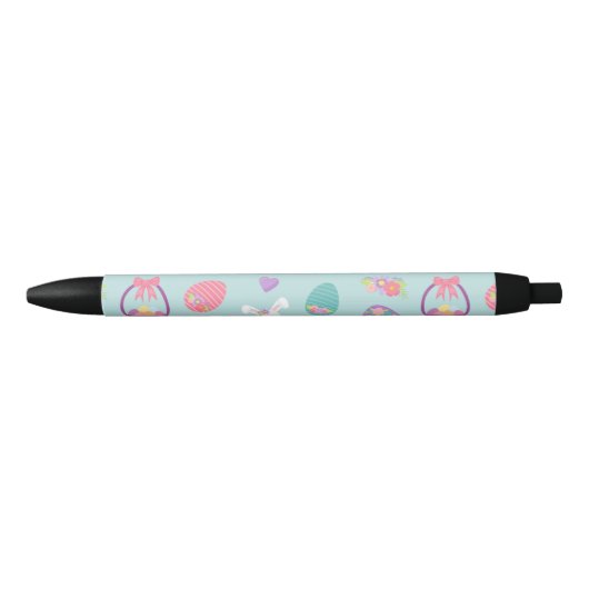 Stylo Noir Lapin Fleur Pâques Imprimer Cadeau, Vacances Pâque (Devant)