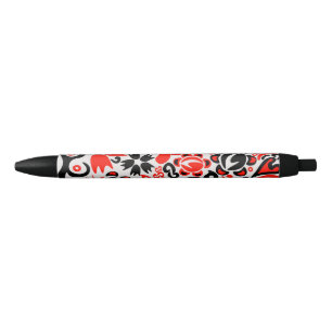 Stylo Noir L'art populaire ukrainien motif floral abstact
