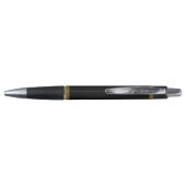 Stylo noir laurier or nom monogramme (Dos)