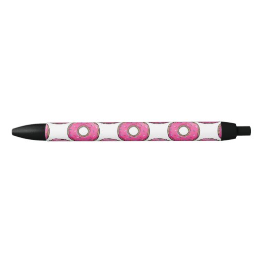 Stylo Noir Le beignet rose de bande dessinée avec arrose (Devant)