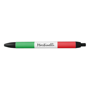 Stylo Noir Le drapeau nommé italien de Tricolore de l'Italie