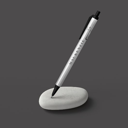 Stylo Noir Lecteurs Chrome Liquide argent moderne Monogramme 