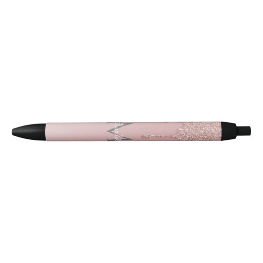Stylo Noir Lecteurs de Parties scintillant rose vif Monogramm (Devant)