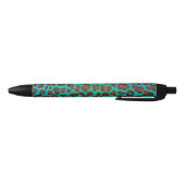 Stylo Noir Léopard Brown et Turquoise (Bas)