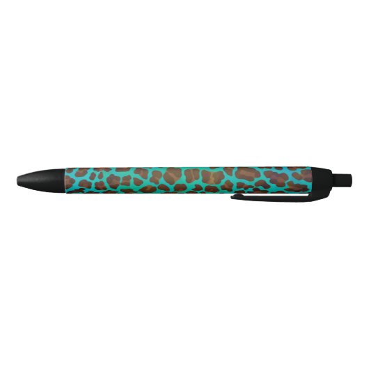 Stylo Noir Léopard Brown et Turquoise (Bas)