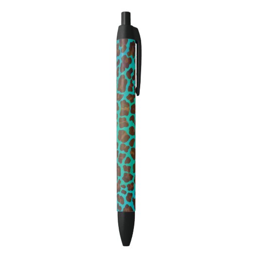 Stylo Noir Léopard Brown et Turquoise (Bas (Vertical))