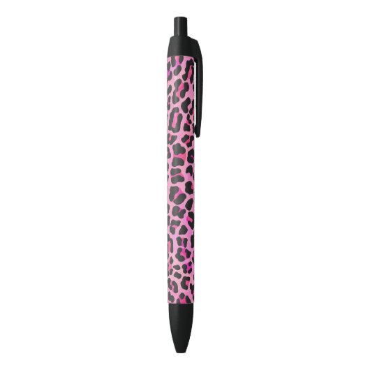 Stylo Noir Léopard noir et rose chaud (Bas (Vertical))