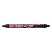 Stylo Noir Léopard noir et rose chaud (Dos)