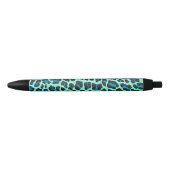Stylo Noir Léopard noir et Turquoise (Devant)