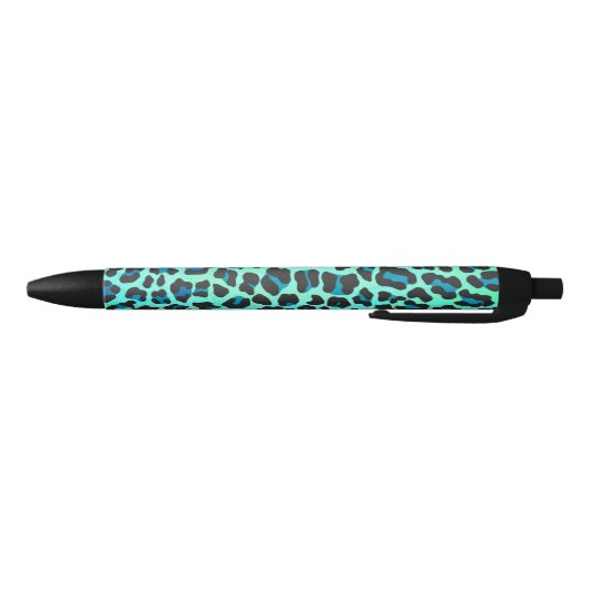 Stylo Noir Léopard noir et Turquoise (Bas)