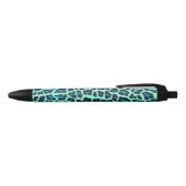 Stylo Noir Léopard noir et Turquoise (Haut)