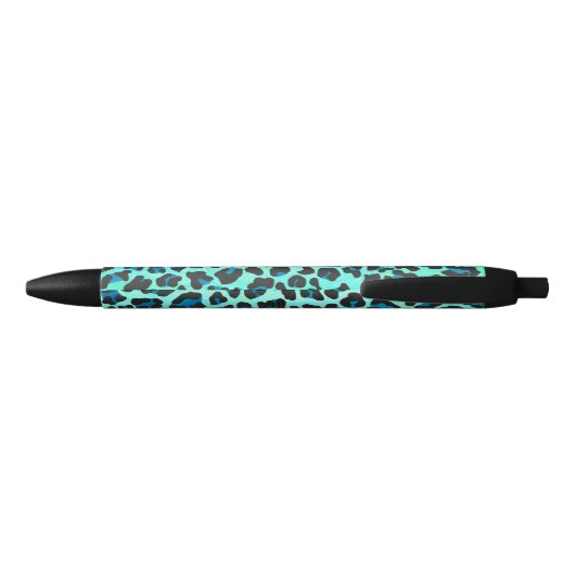 Stylo Noir Léopard noir et Turquoise (Dos)
