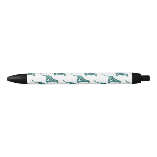 Stylo Noir Léopard noir et Turquoise (Devant)