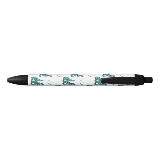 Stylo Noir Léopard noir et Turquoise (Dos)