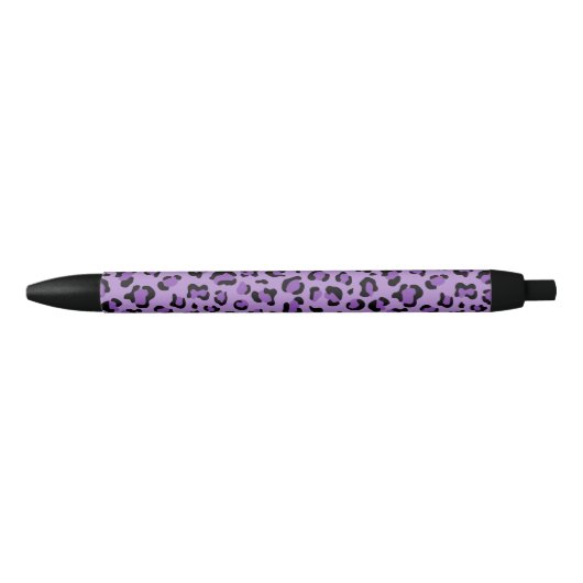 Stylo Noir Leopard Print, Léopard Spots, Purple Leopard (Devant)