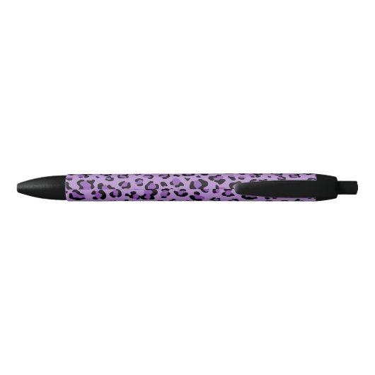 Stylo Noir Leopard Print, Léopard Spots, Purple Leopard (Dos)
