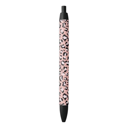 Stylo Noir Léopard Print, Léopard Spots, Rose Léopard (devant Vertical)