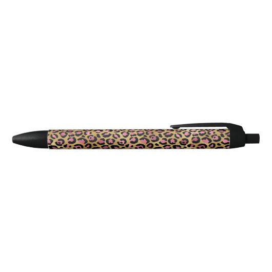 Stylo Noir Leopard rose et or (Haut)