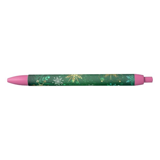 Stylo Noir Les flocons dorés de Noël sur l'Arrière - plan ver (Devant)
