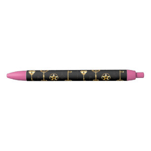 Stylo Noir Les Patters de Seamless avec Golden Keys