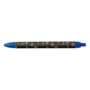 Stylo Noir Les Patters de Seamless avec Golden Keys