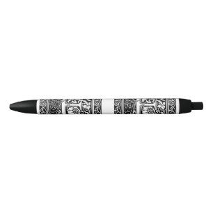 Stylo Noir Lettre F Médiévale Monogramme Art Nouveau