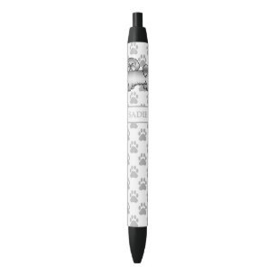 Stylo Noir Lhasa Apso Argent Chien de Dessin Animé Mignon & N