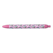 Stylo Noir Licorne rose (Devant)