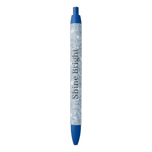 Stylo Noir Light Sky Blue Glitter Birthday (devant Vertical)