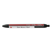 Stylo Noir Ligne Rouge Fine, Drapeau Américain, Cadeau Person (Devant)