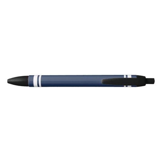 Stylo Noir Lignes Bleues Bleues de la Marine Monogramme (Dos)