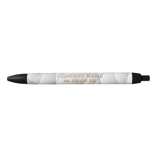 Stylo Noir Lignes d'or en blanc (Devant)