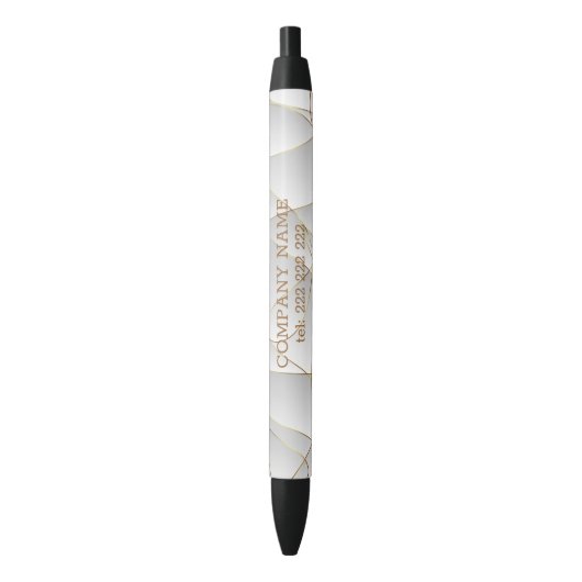 Stylo Noir Lignes d'or en blanc (devant Vertical)