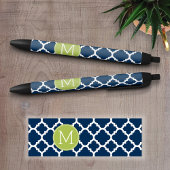 Stylo Noir Lime et marine Motif géométrique Monogramme person