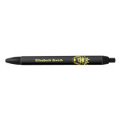 Stylo Noir Lion rugissant avec couronne (Devant)