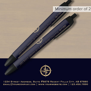 Stylo Noir Logo commercial Promo Marine Bleue