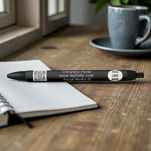 Stylo Noir Logo de code QR Entreprise Black Business Entrepri