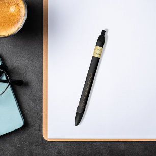 Stylo Noir Logo de l'entreprise en or noir Nom du téléphone