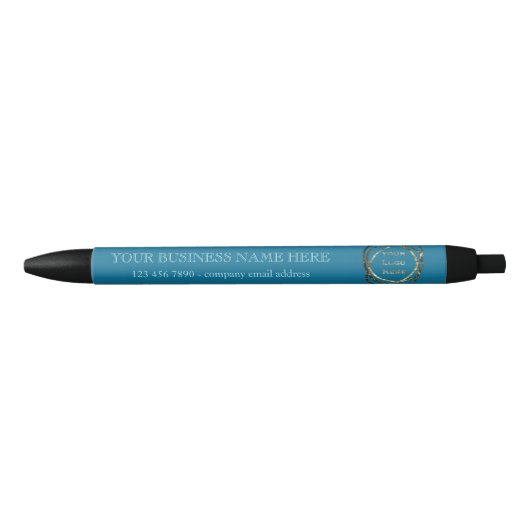 Stylo Noir Logo d'entreprise moderne Promo Aqua Turquoise (Devant)