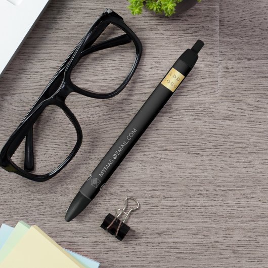 Stylo Noir Logo d'entreprise noir blanc nom de téléphone site