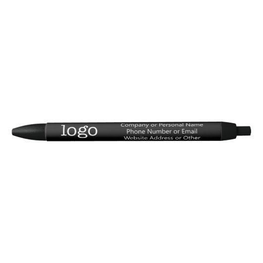Stylo Noir Logo d'entreprise Office de base - 3 lignes Texte (Devant)