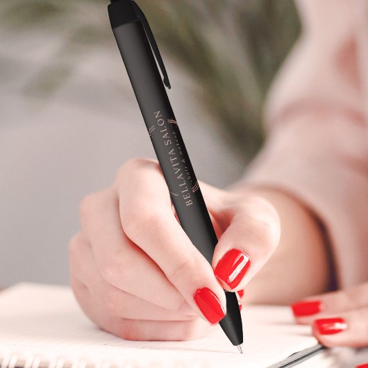 Stylo Noir Logo du Salon Rose Gold Circle