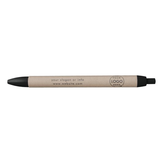 Stylo Noir Logo Kraft Rustique | Entreprise Moderne (Devant)