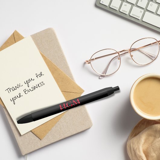 Stylo Noir Logo Monogramme professionnel noir rouge