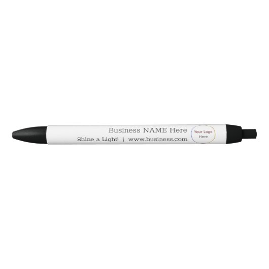 Stylo Noir Logo, Nom, Slogan noir et blanc (Devant)
